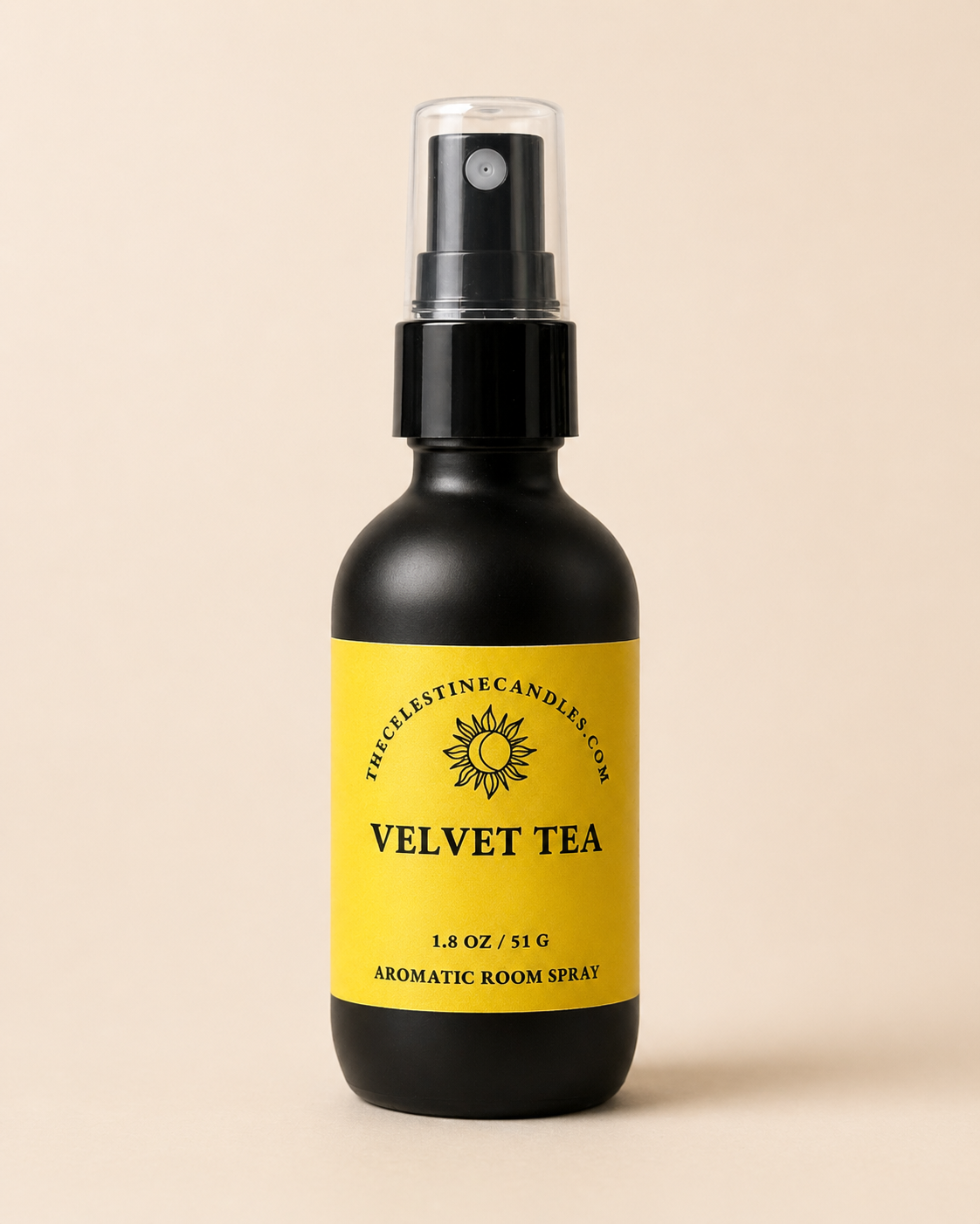 Still Bamboo room spray in a premium matte black glass bottle with protective cap.